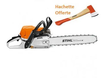 TRONÇONNEUSE STIHL MS 400 C-M AVEC 2 CHAINES D'ORIGINE + HACHETTE DE BUCHERON Lomibois